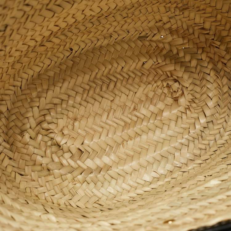 Pre Owned Jacquemus Black/Cream Raffia and Leather Le Panier Soleil Basket Bag 