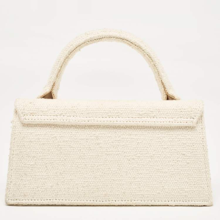 Pre Owned Jacquemus Off White Canvas Long Le Chiquito Top Handle Bag