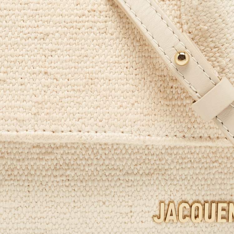 Pre Owned Jacquemus Off White Canvas Long Le Chiquito Top Handle Bag