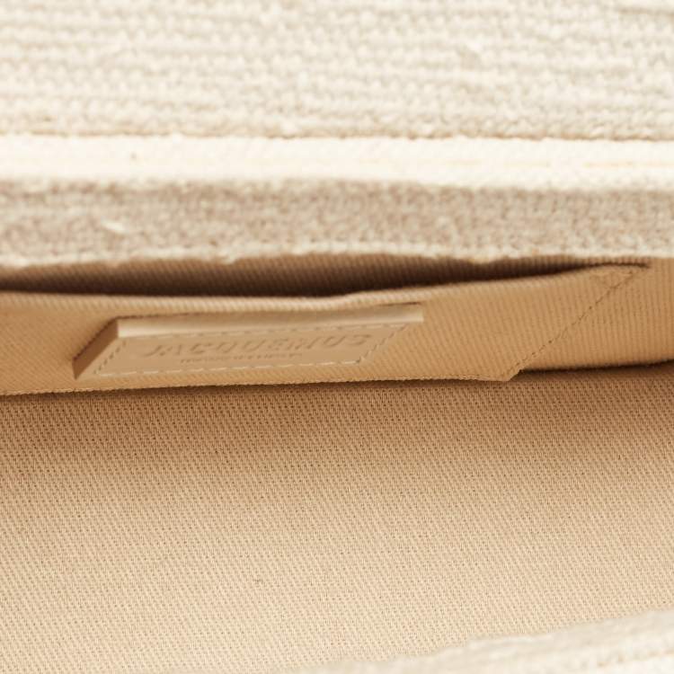 Pre Owned Jacquemus Off White Canvas Long Le Chiquito Top Handle Bag