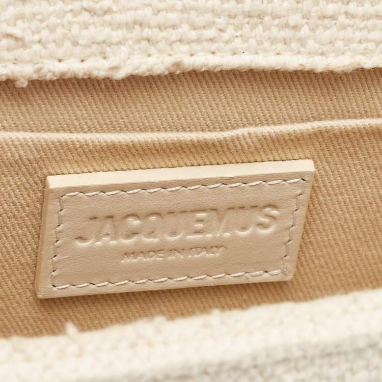 Pre Owned Jacquemus Off White Canvas Long Le Chiquito Top Handle Bag