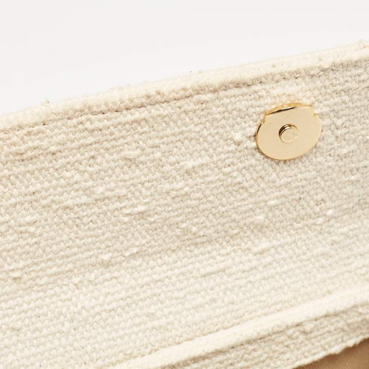 Pre Owned Jacquemus Off White Canvas Long Le Chiquito Top Handle Bag