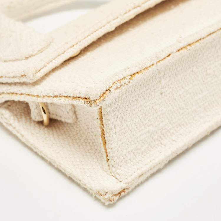 Pre Owned Jacquemus Off White Canvas Long Le Chiquito Top Handle Bag