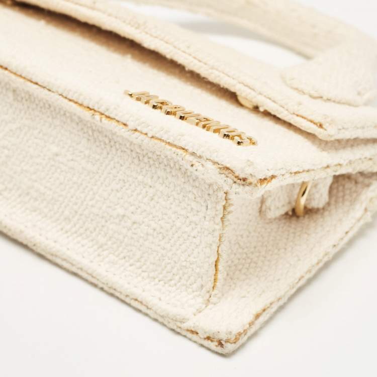 Pre Owned Jacquemus Off White Canvas Long Le Chiquito Top Handle Bag
