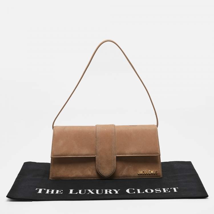 Pre Owned Jacquemus Brown Suede Le Bambino Long Shoulder Bag