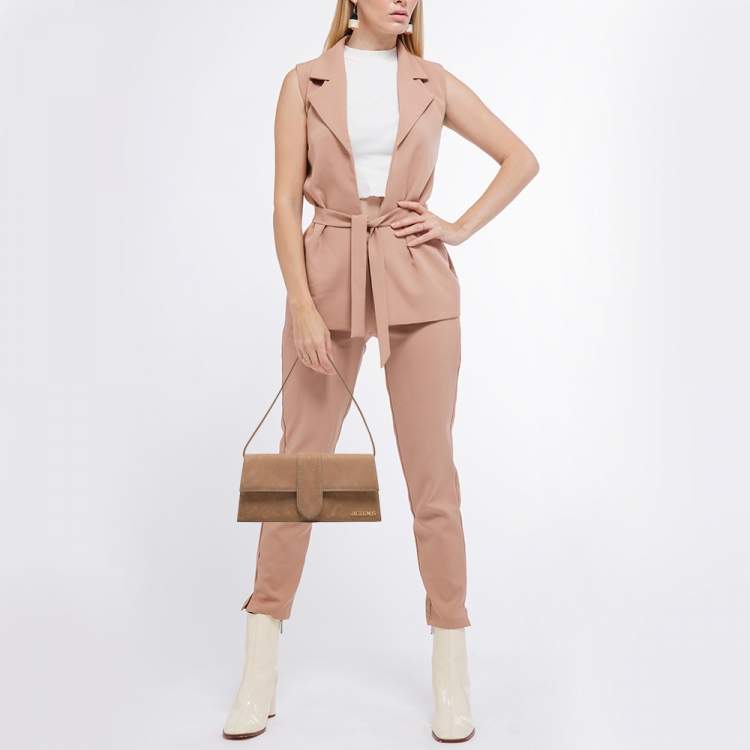 Pre Owned Jacquemus Brown Suede Le Bambino Long Shoulder Bag