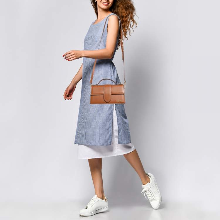 Pre Owned Jacquemus Brown Leather Le Grand Bambino Top Handle Bag