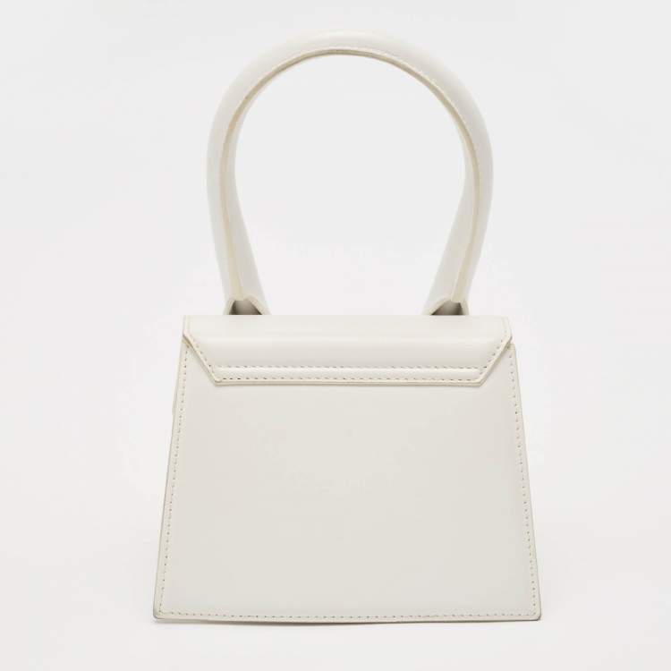 Pre Owned Jacquemus White Leather Le Chiquito Moyen Top Handle Bag
