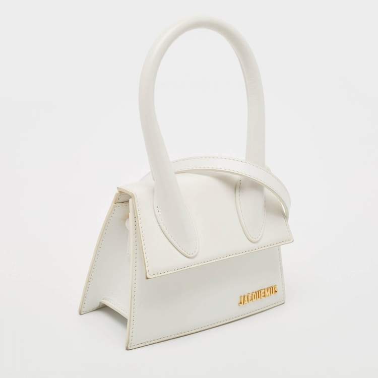 Pre Owned Jacquemus White Leather Le Chiquito Moyen Top Handle Bag