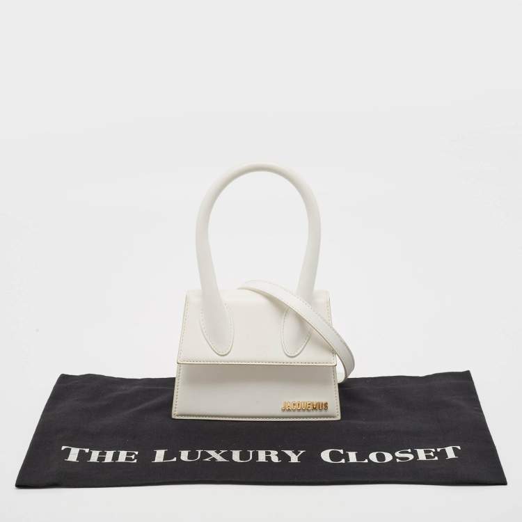 Pre Owned Jacquemus White Leather Le Chiquito Moyen Top Handle Bag