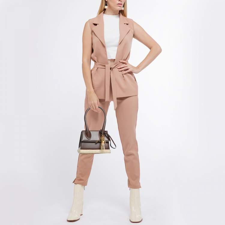 مملوكة مسبقًا Jacquemus Dark Brown Leather Le Chiquito Moyen Cordao Top Handle Bag