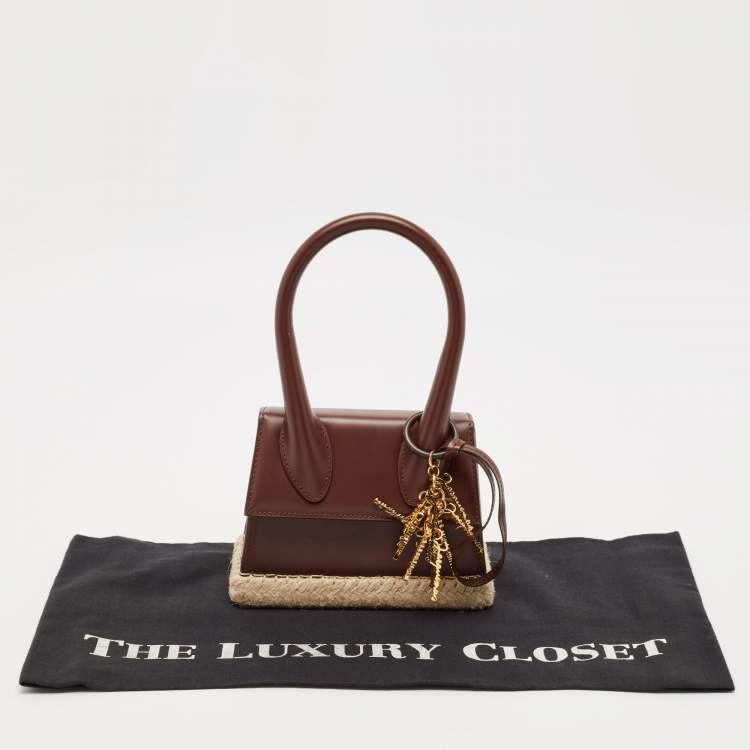 مملوكة مسبقًا Jacquemus Dark Brown Leather Le Chiquito Moyen Cordao Top Handle Bag