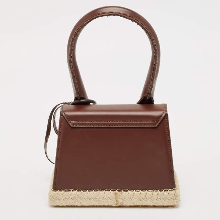 مملوكة مسبقًا Jacquemus Dark Brown Leather Le Chiquito Moyen Cordao Top Handle Bag