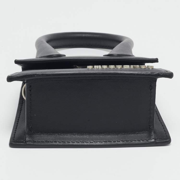Pre Owned Jacquemus Black Leather Mini Le Chiquito Top Handle Bag