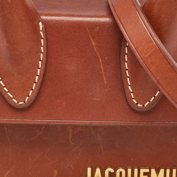 Pre Owned Jacquemus Brown Leather Mini Le Chiquito Top Handle Bag