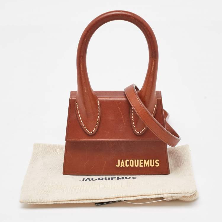 Pre Owned Jacquemus Brown Leather Mini Le Chiquito Top Handle Bag