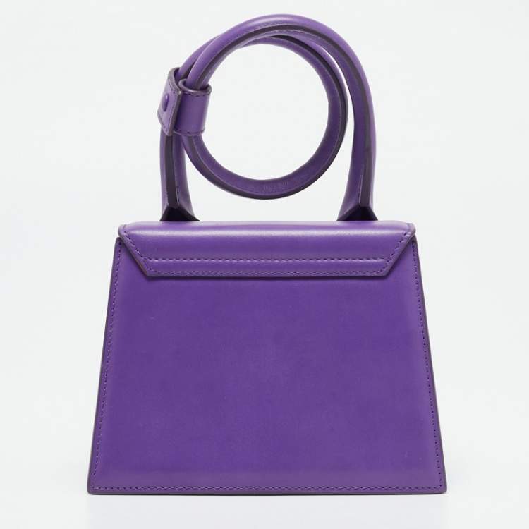Pre Owned Jacquemus Purple Leather Le Chiquito Noeud Top Handle Bag