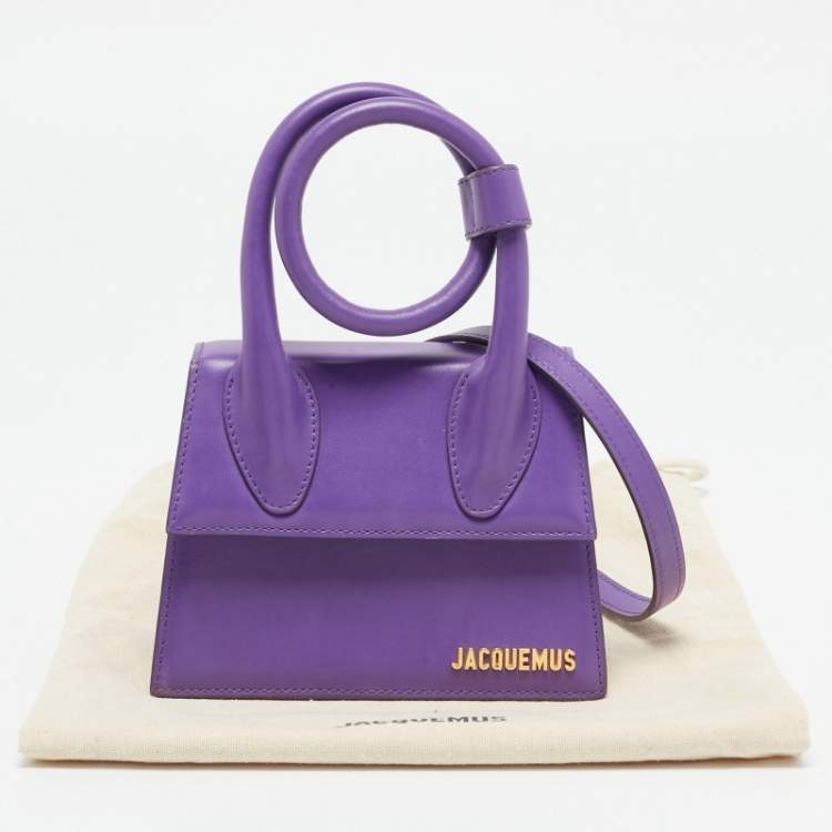 Pre Owned Jacquemus Purple Leather Le Chiquito Noeud Top Handle Bag