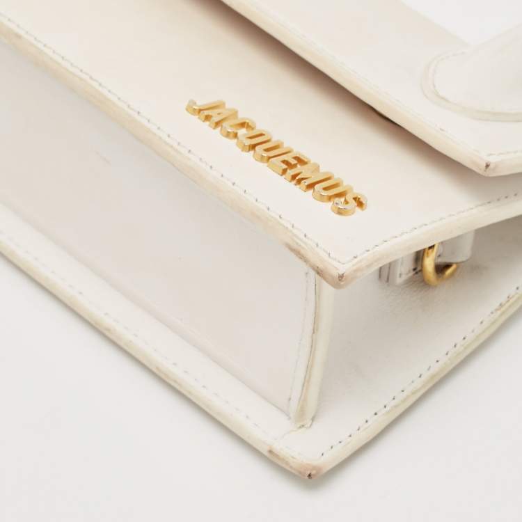 Pre Owned Jacquemus White Leather Long Le Chiquito Top Handle Bag