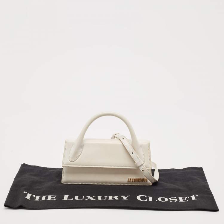 Pre Owned Jacquemus White Leather Long Le Chiquito Top Handle Bag