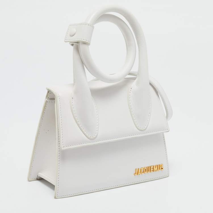 Pre Owned Jacquemus White Leather Le Chiquito Noeud Top Handle Bag