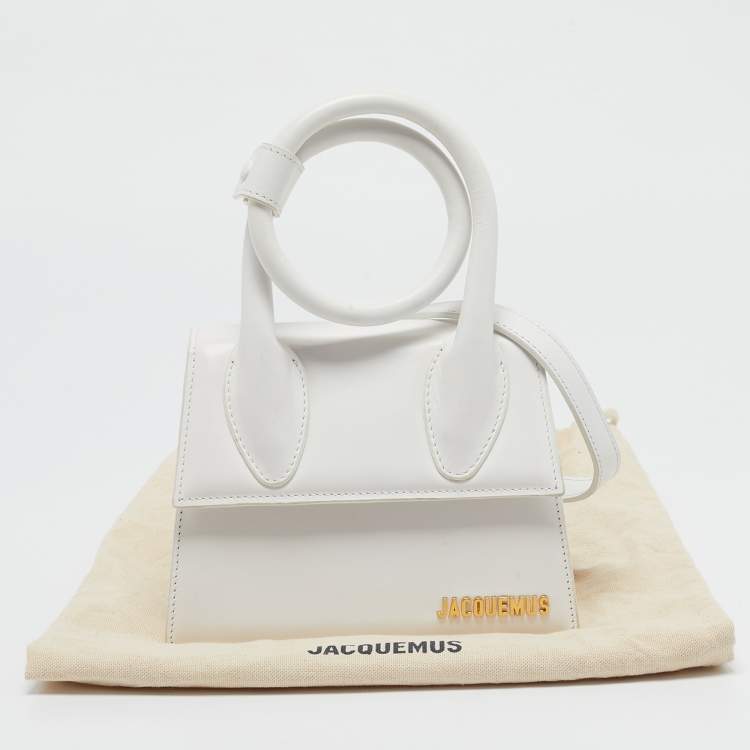 Pre Owned Jacquemus White Leather Le Chiquito Noeud Top Handle Bag