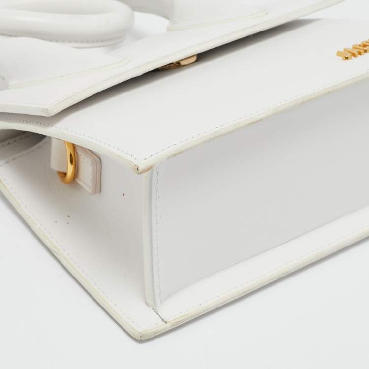 Pre Owned Jacquemus White Leather Le Chiquito Noeud Top Handle Bag