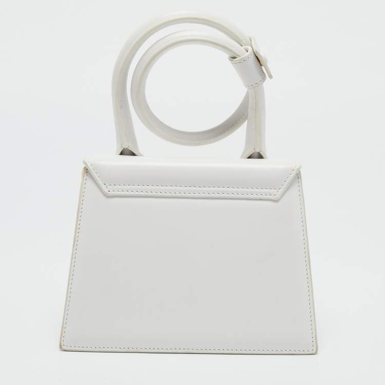 Pre Owned Jacquemus White Leather Le Chiquito Noeud Top Handle Bag
