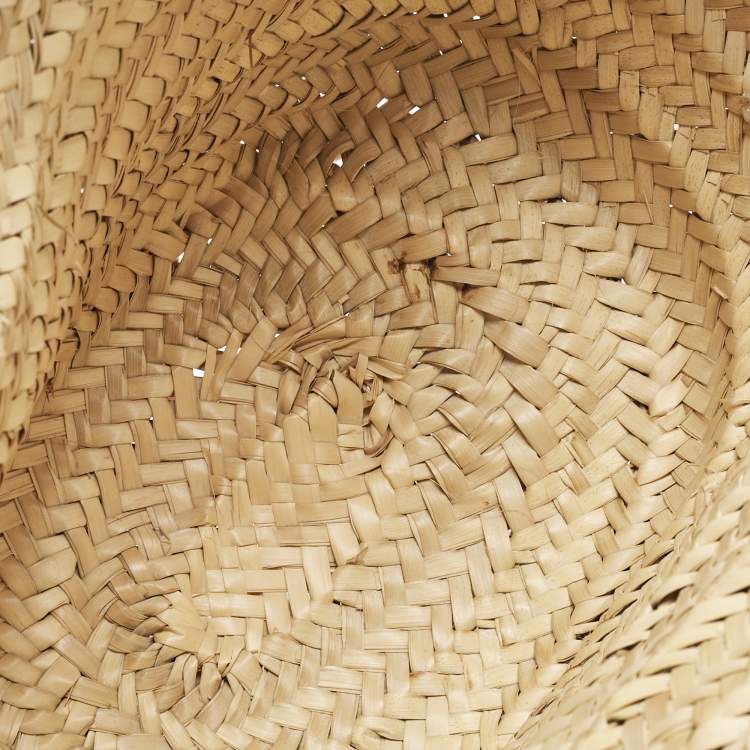 Pre Owned Jacquemus Light Pink/Cream Woven Raffia and Nubuck Leather Le Panier Soleil Tote