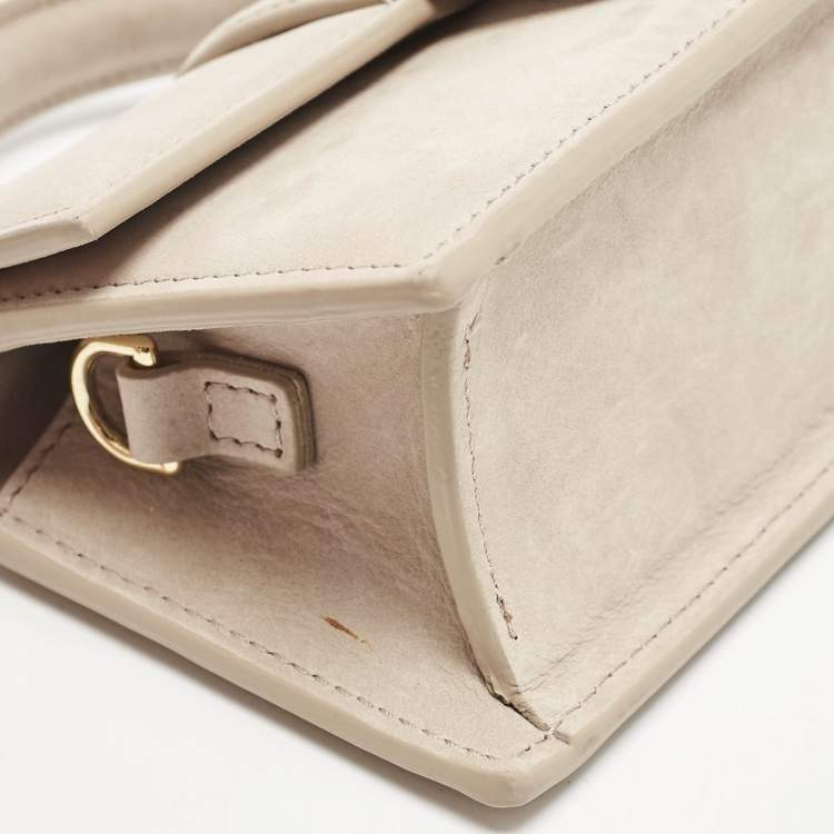Pre Owned Jacquemus Beige Nubuck Leather Mini Le Bambino Top Handle Bag