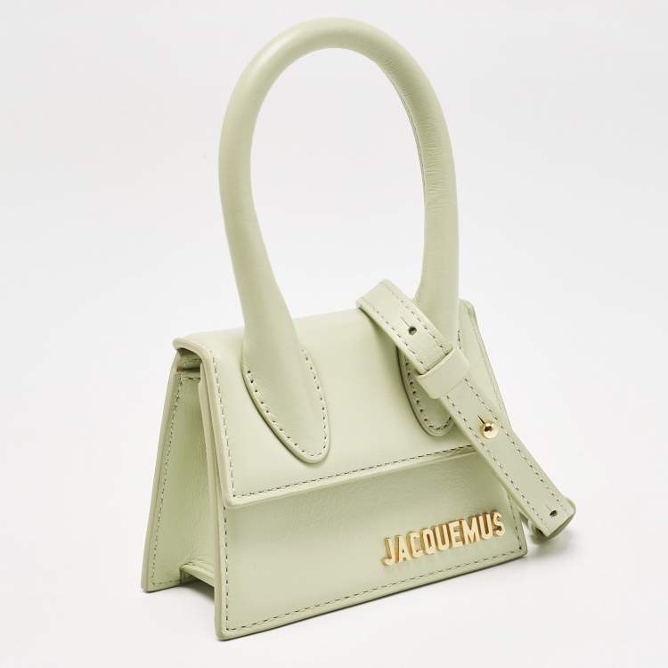 Pre Owned Jacquemus Light Green Leather Mini Le Chiquito Top Handle Bag