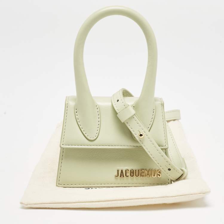 Pre Owned Jacquemus Light Green Leather Mini Le Chiquito Top Handle Bag