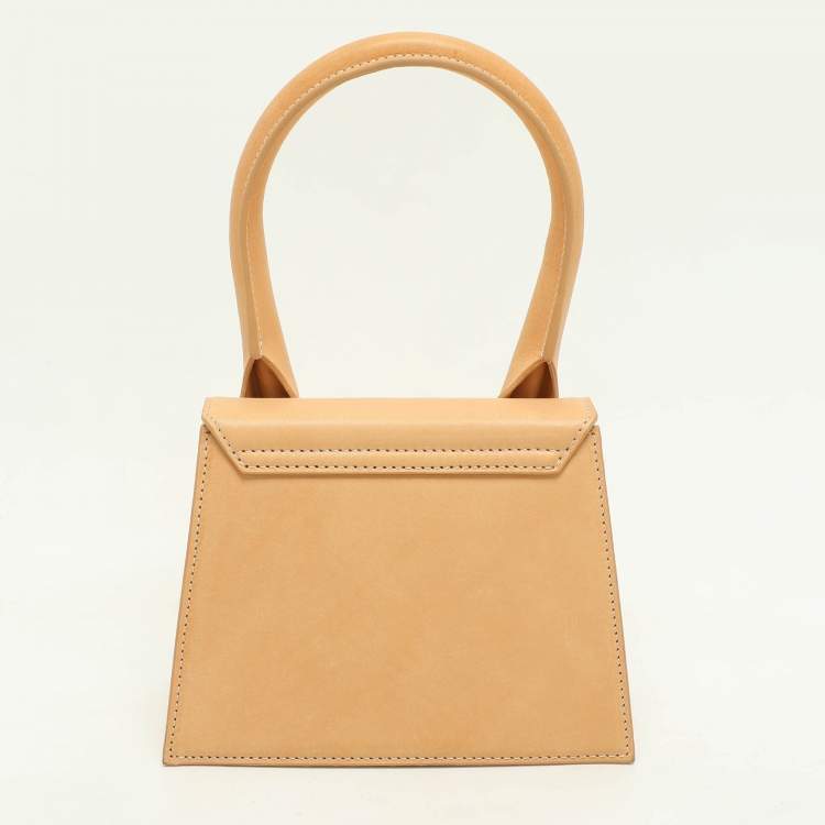 Pre Owned Jacquemus Light Brown Leather Le Chiquito Moyen Top Handle Bag