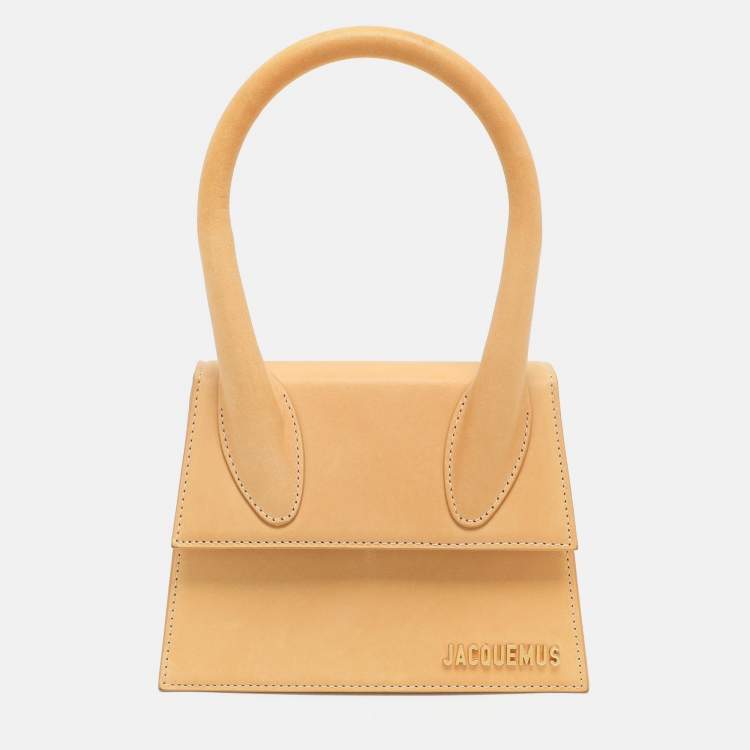 Pre Owned Jacquemus Light Brown Leather Le Chiquito Moyen Top Handle Bag