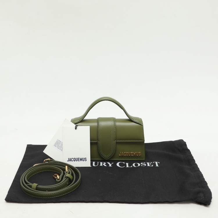 Pre Owned Jacquemus Green Leather Le Bambino Mini Top Handle Bag
