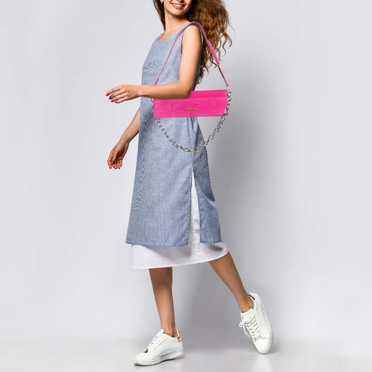 Pre Owned Jacquemus Pink Nubuck Leather Le Sac Ciuciu Shoulder Bag