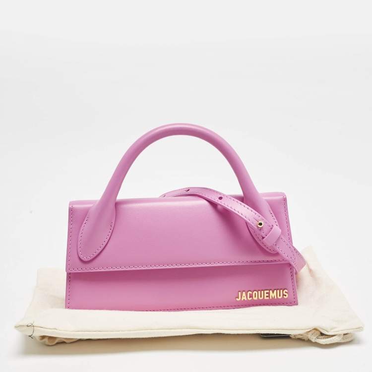 مملوكة مسبقًا Jacquemus Pink Leather Long Le Chiquito Top Handle Bag