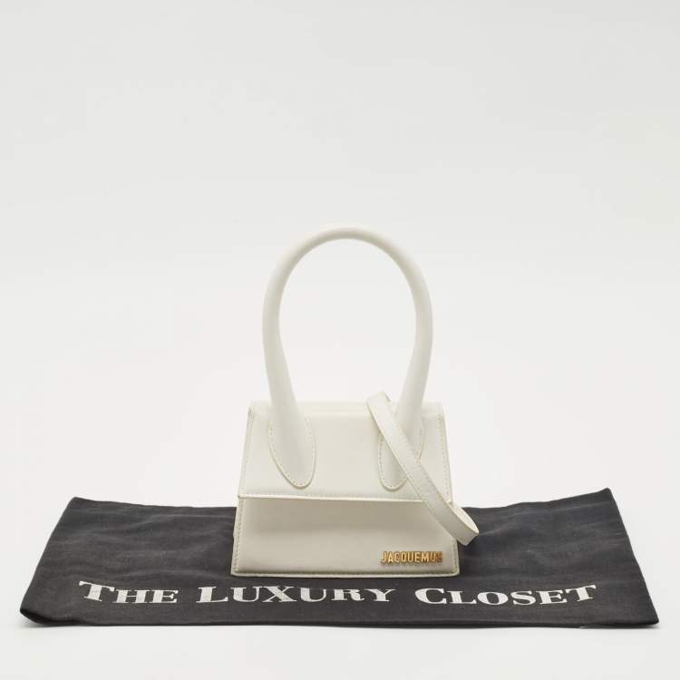Pre Owned Jacquemus White Leather Le Chiquito Moyen Top Handle Bag