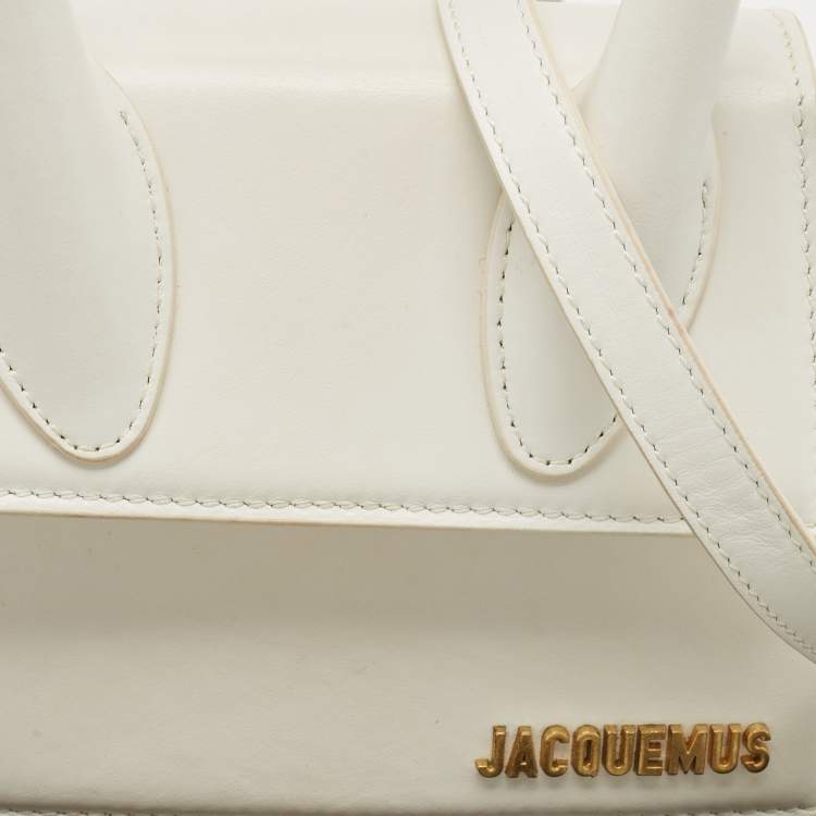 Pre Owned Jacquemus White Leather Le Chiquito Moyen Top Handle Bag
