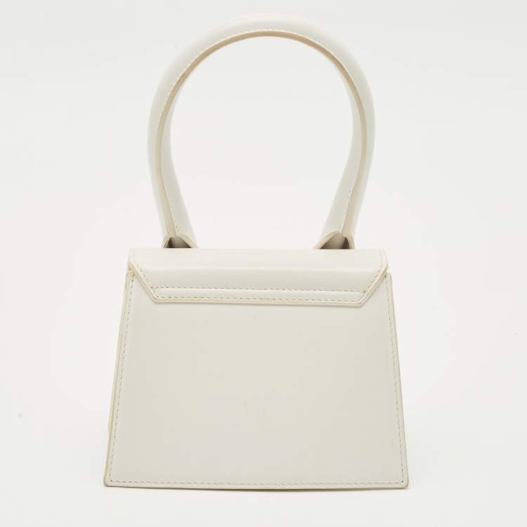 Pre Owned Jacquemus White Leather Le Chiquito Moyen Top Handle Bag