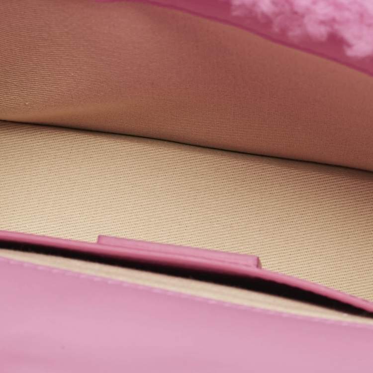 Pre Owned Jacquemus Pink Shearling Le Bambidou Shoulder Bag