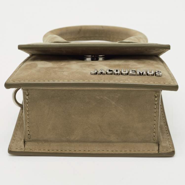 Pre Owned Jacquemus Olive Green Nubuck Leather Mini Le Chiquito Top Handle Bag