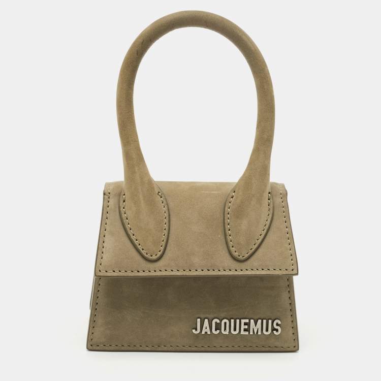 Pre Owned Jacquemus Olive Green Nubuck Leather Mini Le Chiquito Top Handle Bag