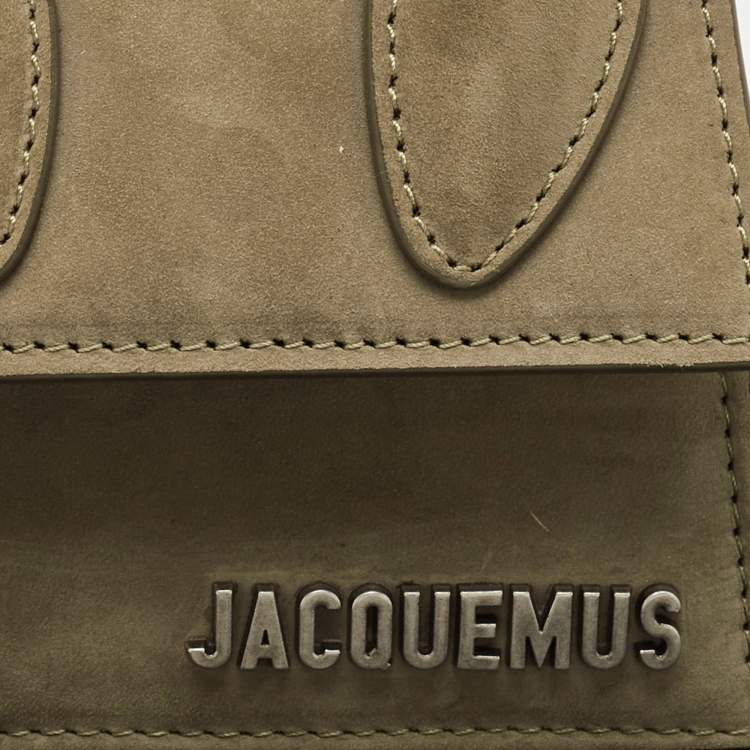 Pre Owned Jacquemus Olive Green Nubuck Leather Mini Le Chiquito Top Handle Bag