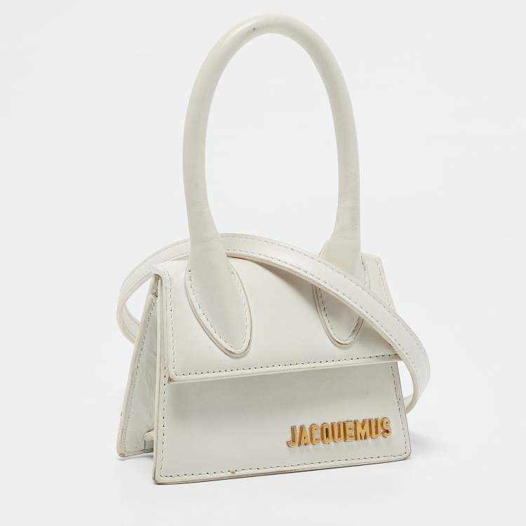 Pre Owned Jacquemus White Leather Mini Le Chiquito Top Handle Bag