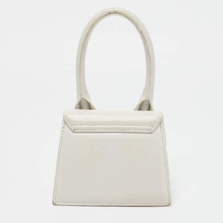 Pre Owned Jacquemus White Leather Mini Le Chiquito Top Handle Bag