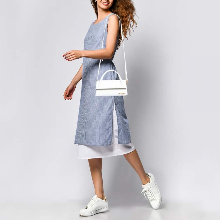 Pre Owned Jacquemus White Leather Long Le Chiquito Top Handle Bag
