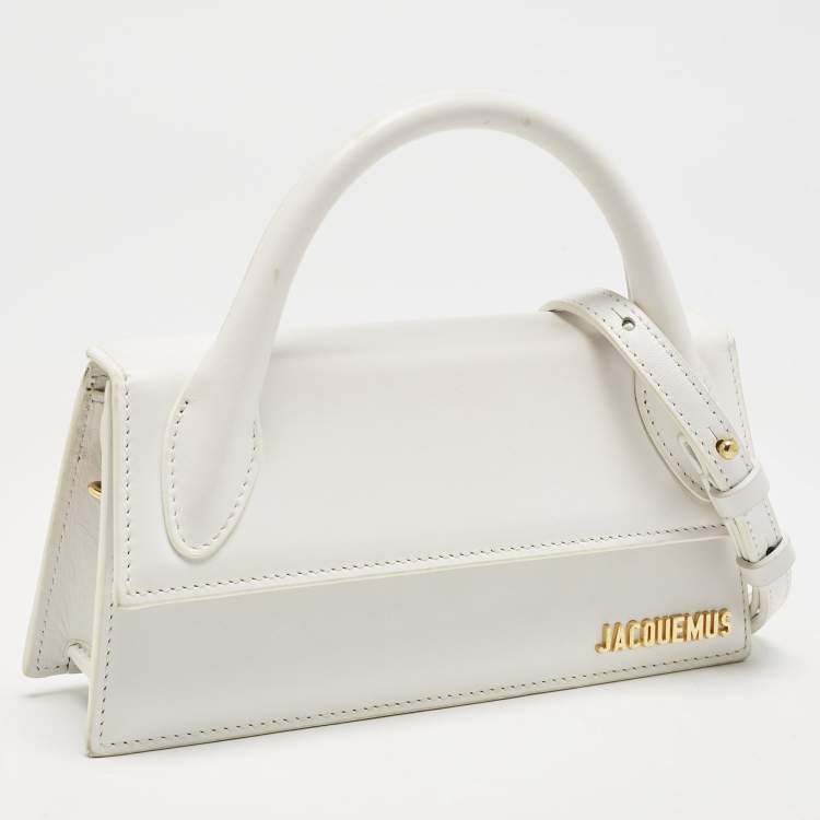 Pre Owned Jacquemus White Leather Long Le Chiquito Top Handle Bag