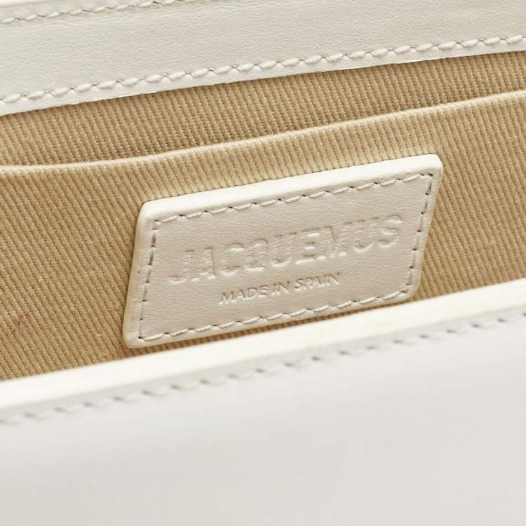 Pre Owned Jacquemus White Leather Long Le Chiquito Top Handle Bag