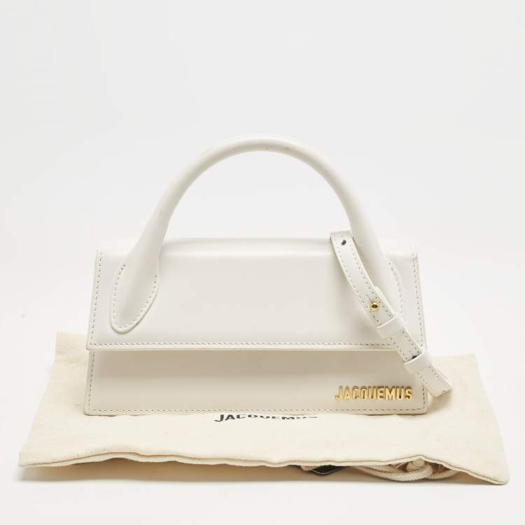 Pre Owned Jacquemus White Leather Long Le Chiquito Top Handle Bag